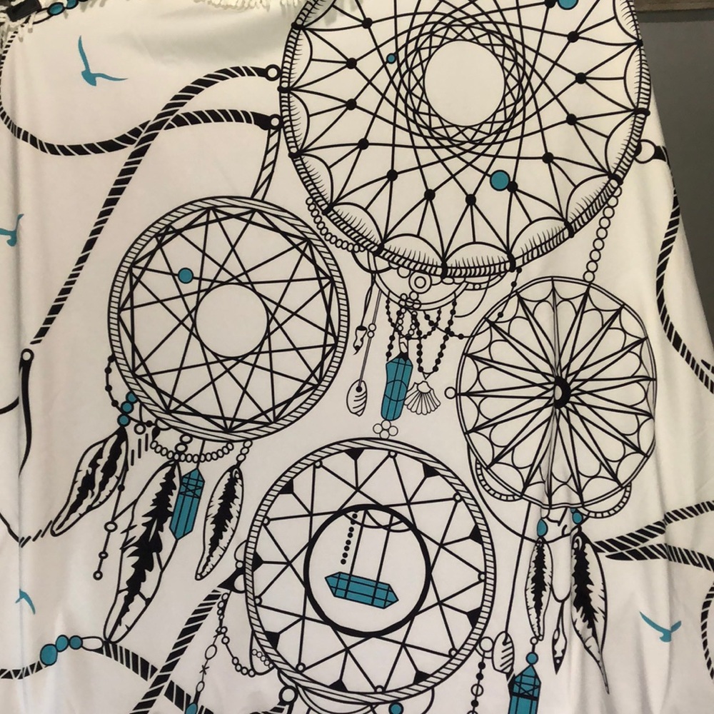 Boho Dream catcher feathers tapestry round